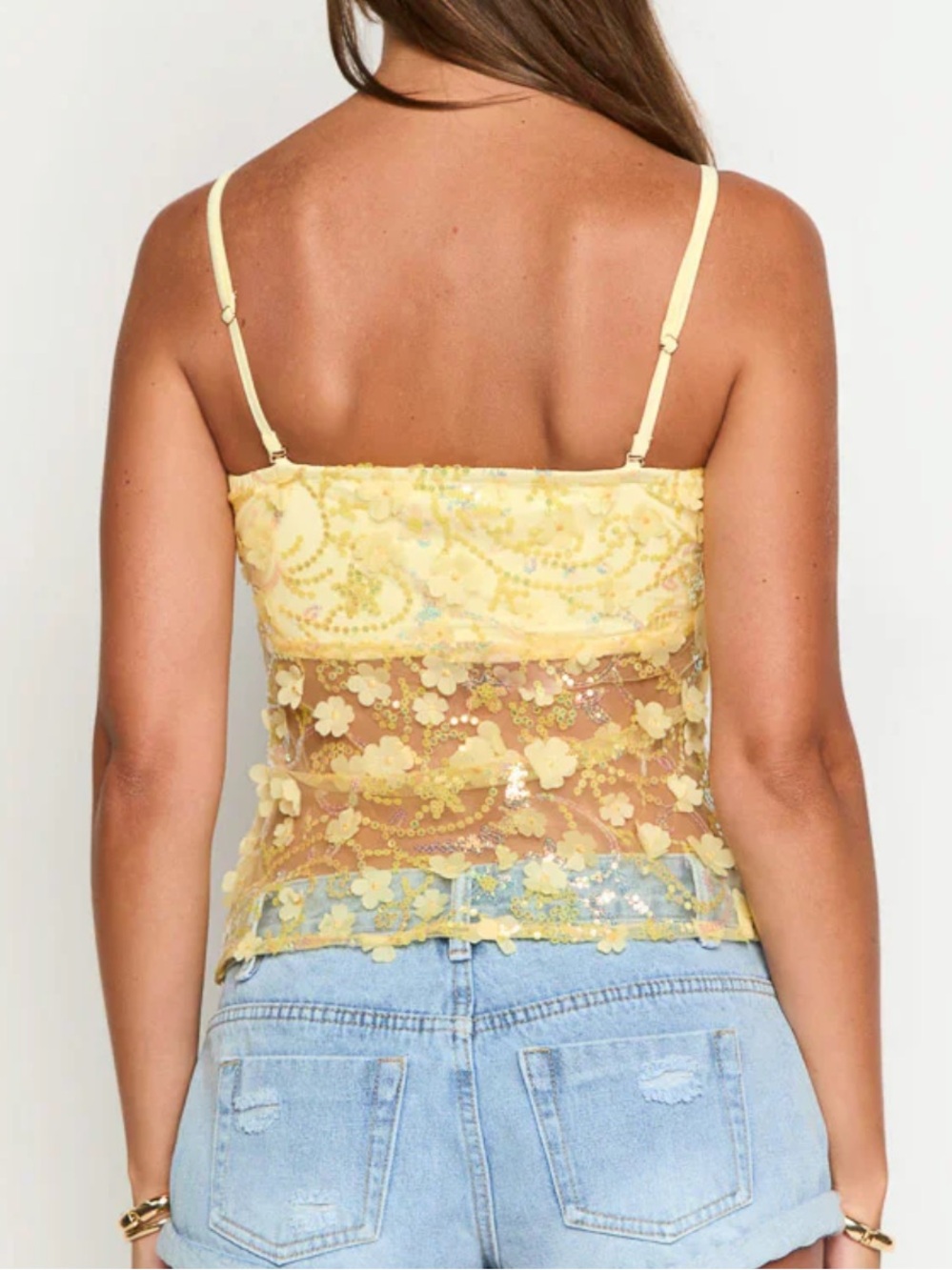 Isabella Yellow Sequin Strapless Top - Beginning Boutique - Picture 5 of 7